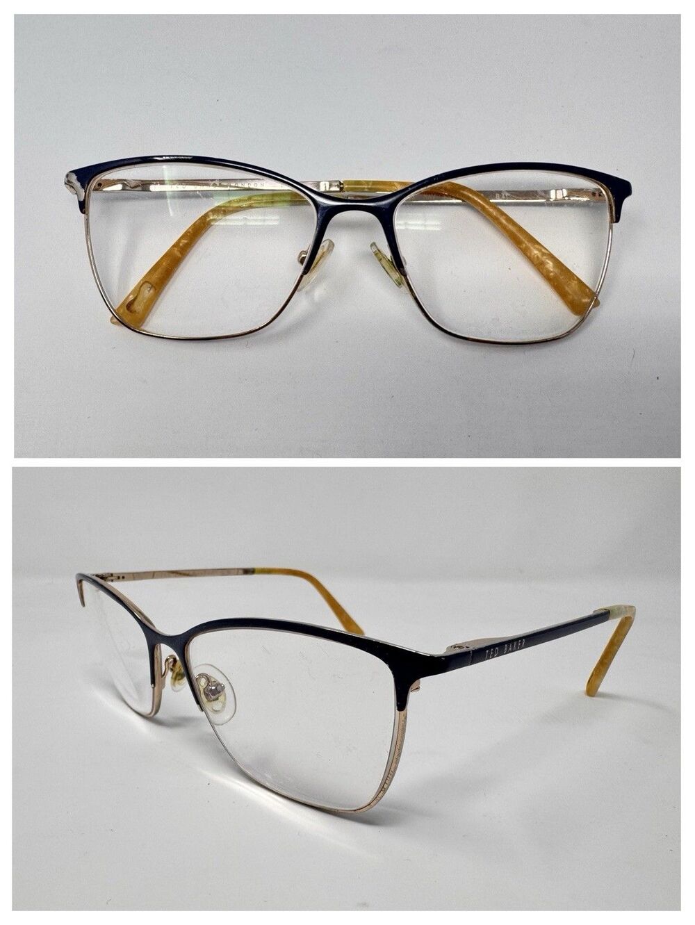 Ted Baker London TW503 NAV Eyeglass Frames Only Blue Gold 55-16-140